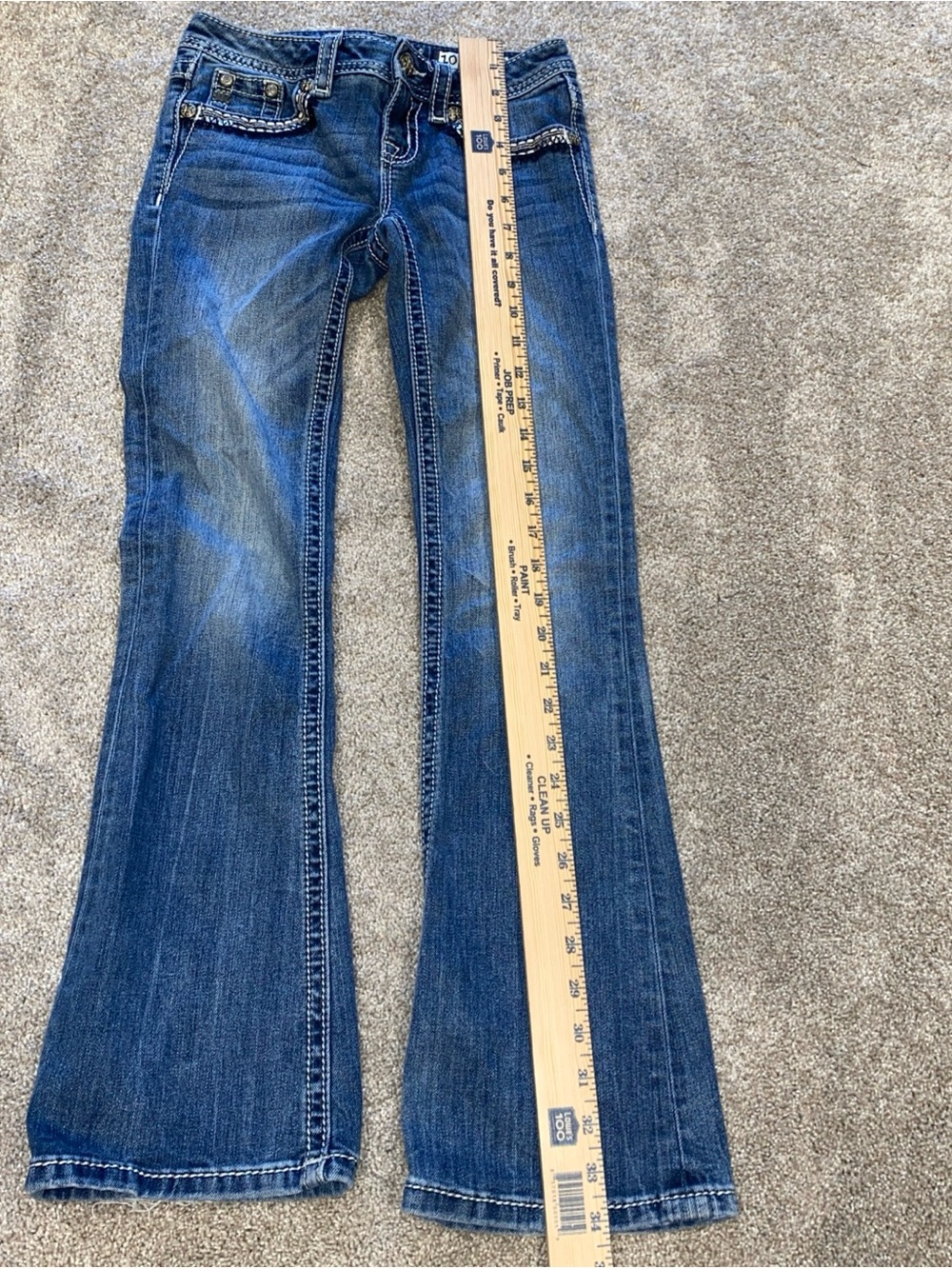 Miss Me Boot Cut Jeans Girls Size 10 Bling Faded Stretch - Picture 9 of 10